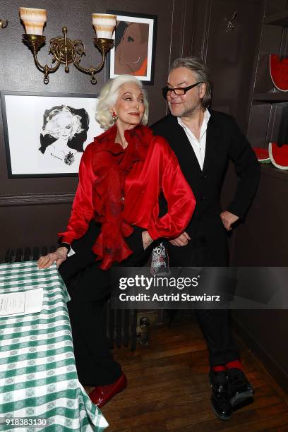 Model Carmen Dell'Orefice and artist David Downton attend Michael Kors celebration for David Downton Collaboration at J.G. Melon on February 14, 2018...