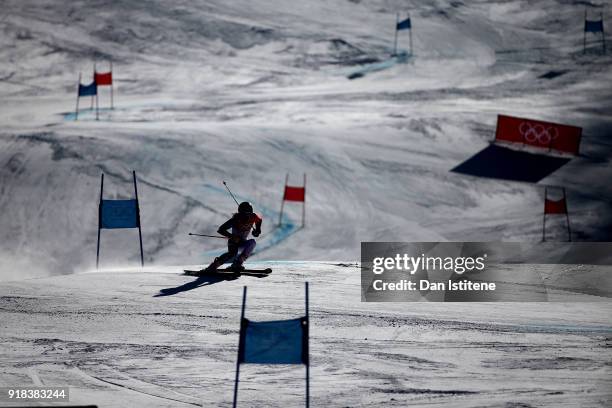 General view as Adeline Baud Mugnier of France competes during the Ladies' Giant Slalom on day six of the PyeongChang 2018 Winter Olympic Games at...