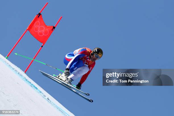 Johan Clarey of France makes a run during the Men's Downhill on day six of the PyeongChang 2018 Winter Olympic Games at Jeongseon Alpine Centreon...