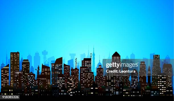 city (all buildings are complete and moveable) - cityscape stock illustrations