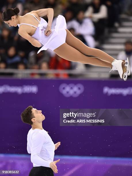 Russia's Natalia Zabiiako and Russia's Alexander Enbert compete in the pair skating free skating of the figure skating event during the Pyeongchang...