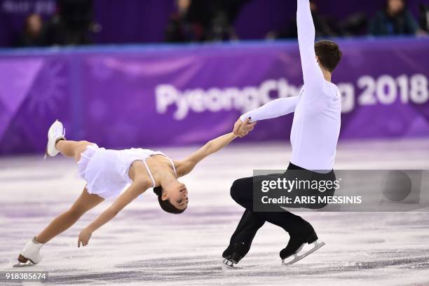 Russia's Natalia Zabiiako and Russia's Alexander Enbert compete in the pair skating free skating of the figure skating event during the Pyeongchang...