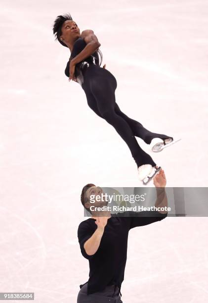 Vanessa James and Morgan Cipres of France compete during the Pair Skating Free Skating at Gangneung Ice Arena on February 15, 2018 in Gangneung,...