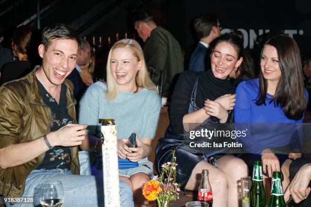 Award winer Ritchie Vogel, German actress Jennifer Ulrich, German actress Maria Ehrich and German actress Alice Dwyer during the Young ICONs Award in...