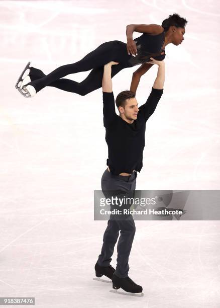 Vanessa James and Morgan Cipres of France compete during the Pair Skating Free Skating at Gangneung Ice Arena on February 15, 2018 in Gangneung,...