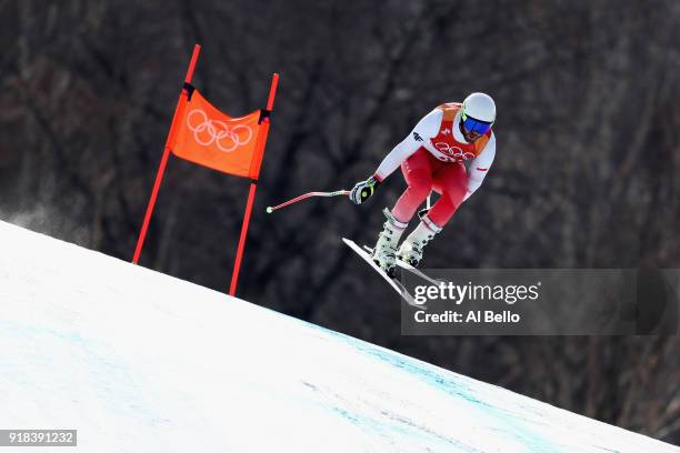 Michal Klusak of Poland makes a run during the Men's Downhill on day six of the PyeongChang 2018 Winter Olympic Games at Jeongseon Alpine Centre on...
