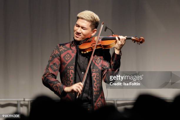 Violinist Iskandar Widjaja during the Young ICONs Award in cooperation with ICONIST at Spindler&Klatt on February 14, 2018 in Berlin, Germany.