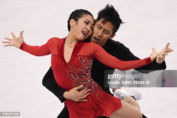 China's Sui Wenjing and China's Han Cong compete in the pair skating free skating of the figure skating event during the Pyeongchang 2018 Winter...