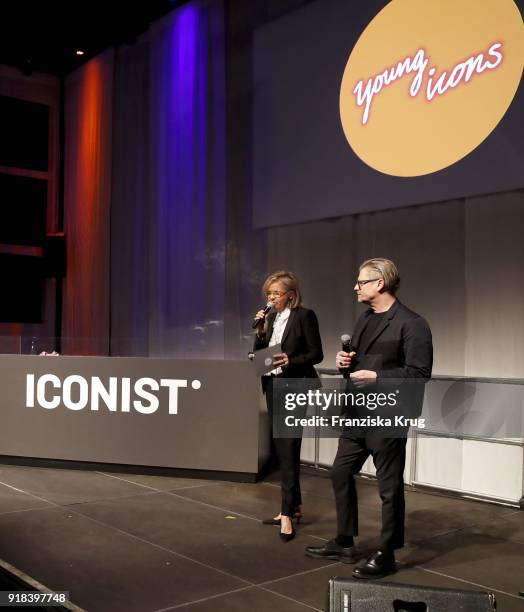 Inga Griese and Peter Deirowski during the Young ICONs Award in cooperation with ICONIST at Spindler&Klatt on February 14, 2018 in Berlin, Germany.