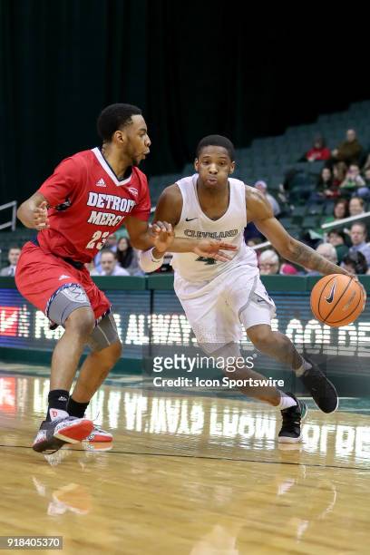 Cleveland State Vikings Kenny Carpenter is defended by Detroit Titans guard Josh McFolley during the second half of the men's college basketball game...