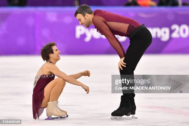 Canada's Meagan Duhamel and Canada's Eric Radford compete in the pair skating free skating of the figure skating event during the Pyeongchang 2018...