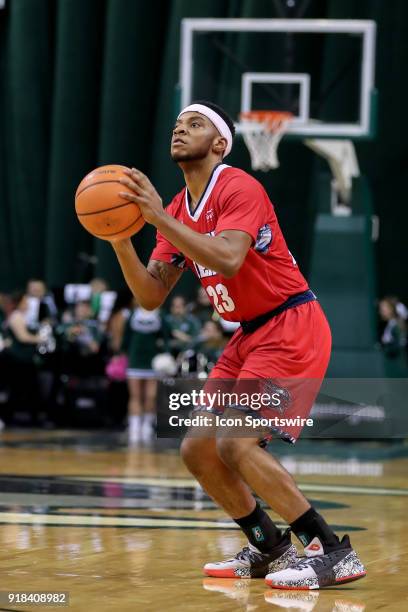 Detroit Titans guard Josh McFolley looks to shoot during the first half of the men's college basketball game between the Detroit Titans and Cleveland...