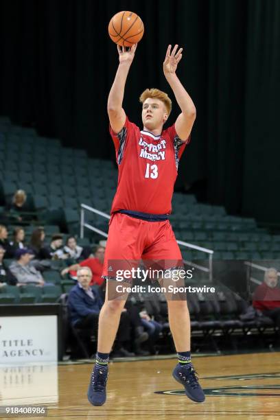 Detroit Titans forward Jack Ballantyne shoots during the first half of the men's college basketball game between the Detroit Titans and Cleveland...