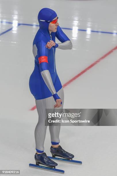South Korea Angelina Golikova prepares for the start of the 1000M Ladies Final during the 2018 Winter Olympic Games at Gangneung Oval on February 14,...