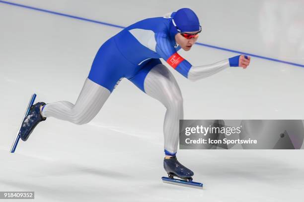 South Korea Angelina Golikova heads down the backstretch during the 1000M Ladies Final during the 2018 Winter Olympic Games at Gangneung Oval on...