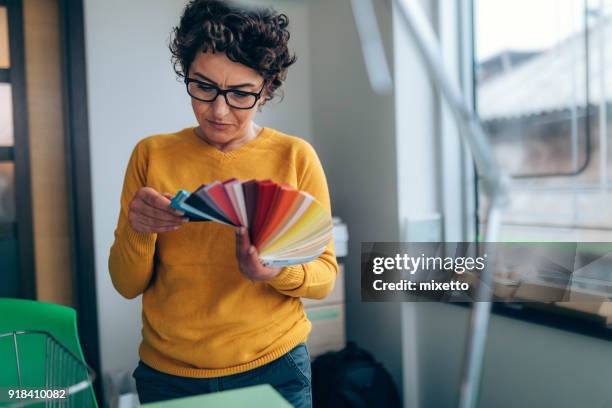 designer working with palette closeup - color swatch stock pictures, royalty-free photos & images