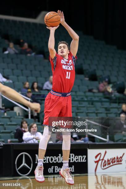Detroit Titans forward Cole Long shoots during the first half of the men's college basketball game between the Detroit Titans and Cleveland State...
