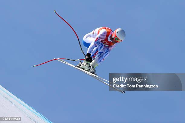 Jared Goldberg of the United States makes a run during the Men's Downhill on day six of the PyeongChang 2018 Winter Olympic Games at Jeongseon Alpine...