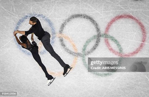 France's Vanessa James and France's Morgan Cipres compete in the pair skating free skating of the figure skating event during the Pyeongchang 2018...