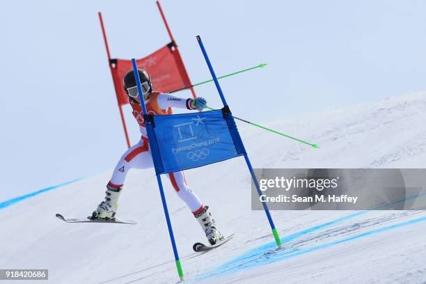 Stephanie Brunner of Austria competes during the Ladies' Giant Slalom on day six of the PyeongChang 2018 Winter Olympic Games at Yongpyong Alpine...