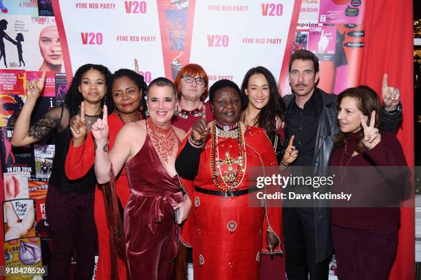 Tonya Pinkins, Rada Boric, Maggie Q, Dylan McDermott, Regina K. Scully, Eve Ensler, Agnes Pareyio and guest attend V20: The Red Party, a 20th...