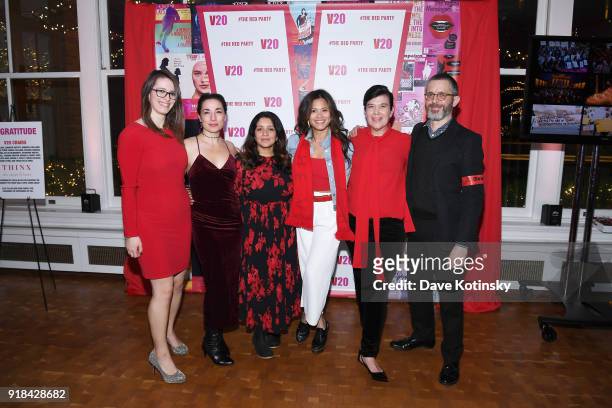Noelle Blanchard, Cassandra Del Viscio, Purva Panday Cullman, CJ Frogozo, Susan Celia Swan and Tim Rusch attend V20: The Red Party, a 20th...