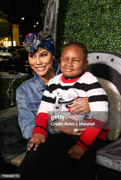 Tamar Braxton and son Logan Vincent Herbert attend the Pan African Film Festival red carpet and screening of Marvel Studios "Black Panther" at...