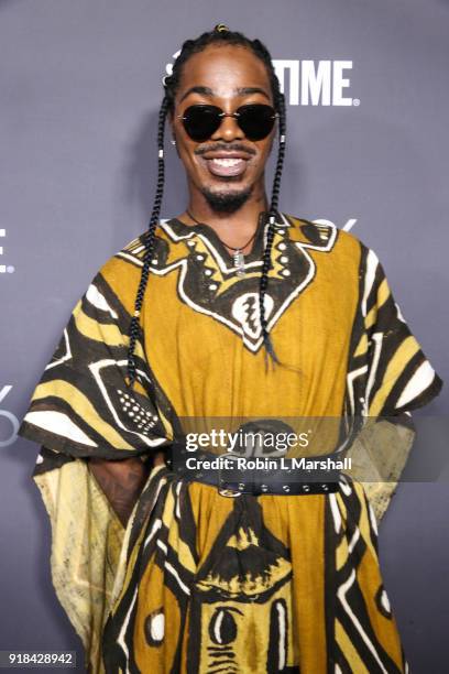 Stylist EJ King attends the Pan African Film Festival Red Carpet and Screening of the "Black Panther" Movie at Cinemark Baldwin Hills Crenshaw 15 on...