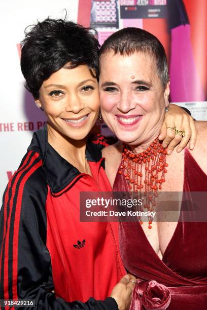 Actress Thandie Newton and playwright, founder of V-Day and One Billion Rising, and co-founder of City of Joy, Eve Ensler attends V20: The Red Party,...