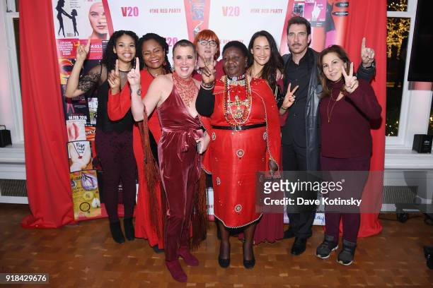 Tonya Pinkins, Rada Boric, Maggie Q, Dylan McDermott, Regina K. Scully, Eve Ensler, Agnes Pareyio and guest attend V20: The Red Party, a 20th...