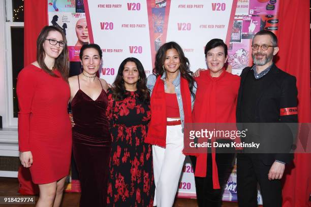 Noelle Blanchard, Cassandra Del Viscio, Purva Panday Cullman, CJ Frogozo, Susan Celia Swan and Tim Rusch attend V20: The Red Party, a 20th...