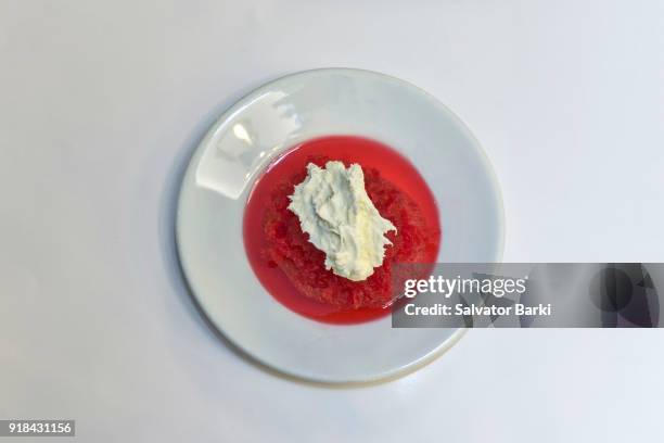 traditional turkish sweet, ayva tatlisi - clotted cream stock pictures, royalty-free photos & images