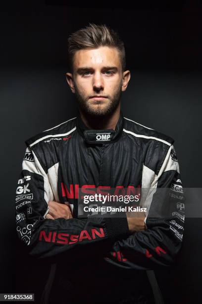 Andre Heimgartner driver of the Nissan Motorsport Nissan Altima poses during the 2018 Supercars Media Day at Fox Studios on February 15, 2018 in...