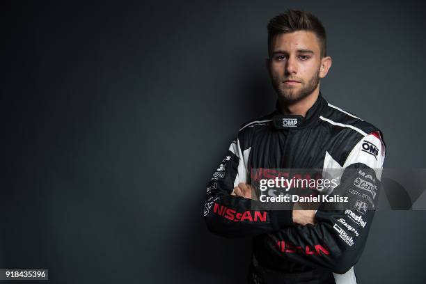 Andre Heimgartner driver of the Nissan Motorsport Nissan Altima poses during the 2018 Supercars Media Day at Fox Studios on February 15, 2018 in...