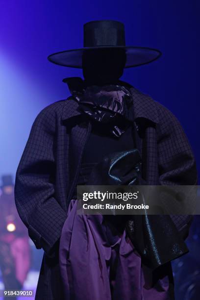 Model walks the runway during the Marc Jacobs Fall 2018 February 2018 New York Fashion Week: The Shows at Park Avenue Armory on February 14, 2018 in...