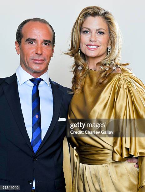Designer Lloyd Klein and model Kathy Ireland pose for a portrait at Fashion Group International of Los Angeles' "Meet The Designers" at the Standard...