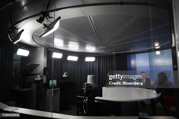 Mark Schneider, chief executive officer of Nestle SA, gestures as he speaks during a Bloomberg Television interview ahead of a news conference...