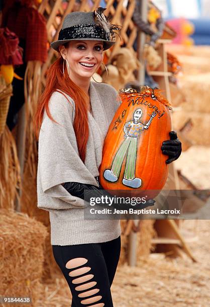 Phoebe Price visits the Mr Bones Pumpkin Patch on October 12, 2009 in Los Angeles, California.