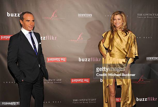 Designer Lloyd Klein and actress Kathy Ireland arrive at Fashion Group International of Los Angeles' "Meet The Designers" at the Standard Hotel on...