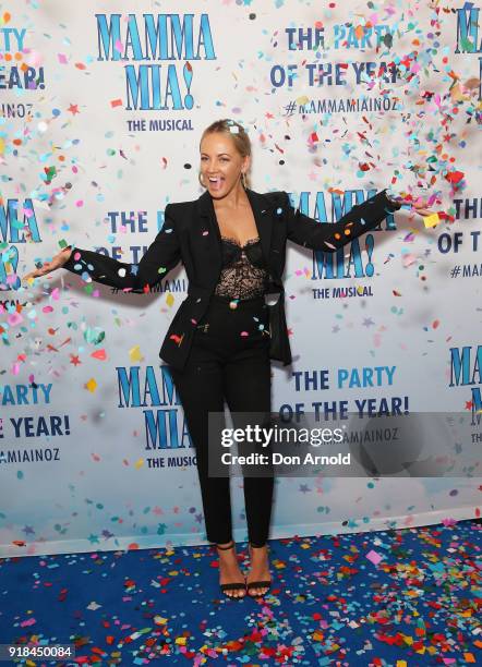 Samantha Jade arrives ahead of the premiere of Mamma Mia! The Musical at Capitol Theatre on February 15, 2018 in Sydney, Australia.