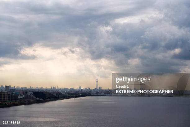千葉の都市スカイライン - 東京湾 ストックフォトと画像