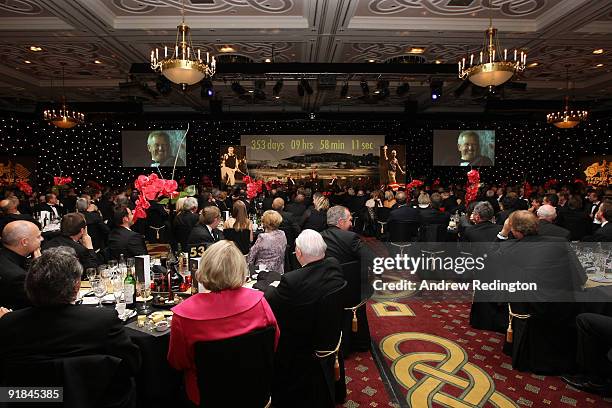 General view of the room as Chris Evans hosts a Q & A session with European Ryder Cup Captain, Colin Montgomerie, and USA Ryder Cup Captain, Corey...