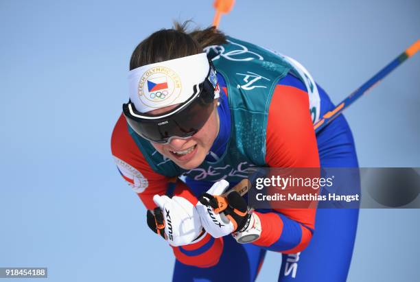 Petra Novakova of the Czech Republic skis during the Cross-Country Skiing Ladies' 10 km Free on day six of the PyeongChang 2018 Winter Olympic Games...