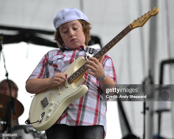 Quinn Sullivan, 8 year old guitar prodigy discovered by Buddy Guy, performs on stage on Day 2 of Austin City Limits Festival 2009 at Zilker Park on...