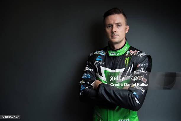 Mark Winterbottom driver of the The Bottle-O Racing Team Ford Falcon FGX poses during the 2018 Supercars Media Day at Fox Studios on February 15,...