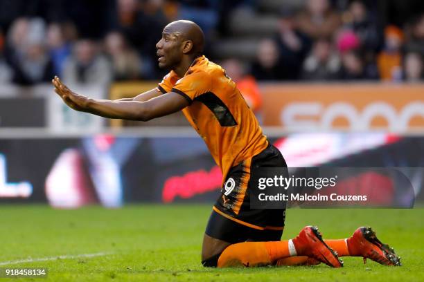 Benik Afobe of Wolverhampton Wanderers during the Sky Bet Championship match between Wolverhampton and Queens Park Rangers at Molineux on February...