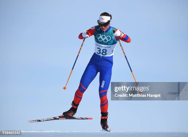 Petra Novakova of the Czech Republic skis during the Cross-Country Skiing Ladies' 10 km Free on day six of the PyeongChang 2018 Winter Olympic Games...