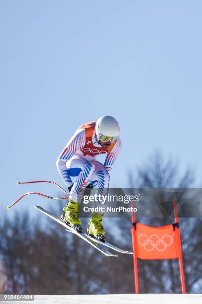 Bryce Bennett of United States competing in mens downhill at Jeongseon Alpine Centre at Jeongseon , South Korea on February 15, 2018.