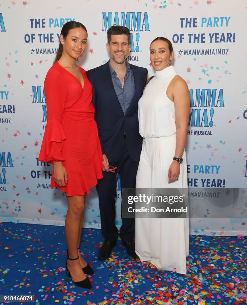 Osher Gunsberg , his wife Audrey Griffin and his stepdaughter Georgia arrive ahead of the premiere of Mamma Mia! The Musical at Capitol Theatre on...