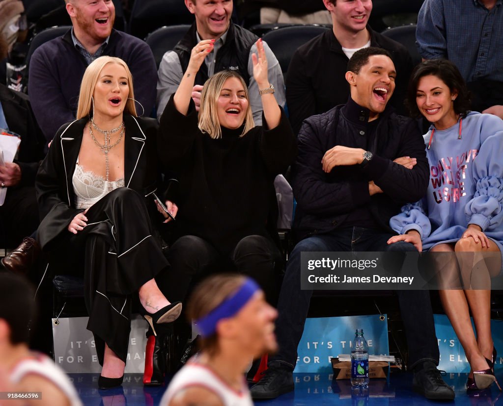 Celebrities Attend The New York Knicks Vs Washington Wizards Game